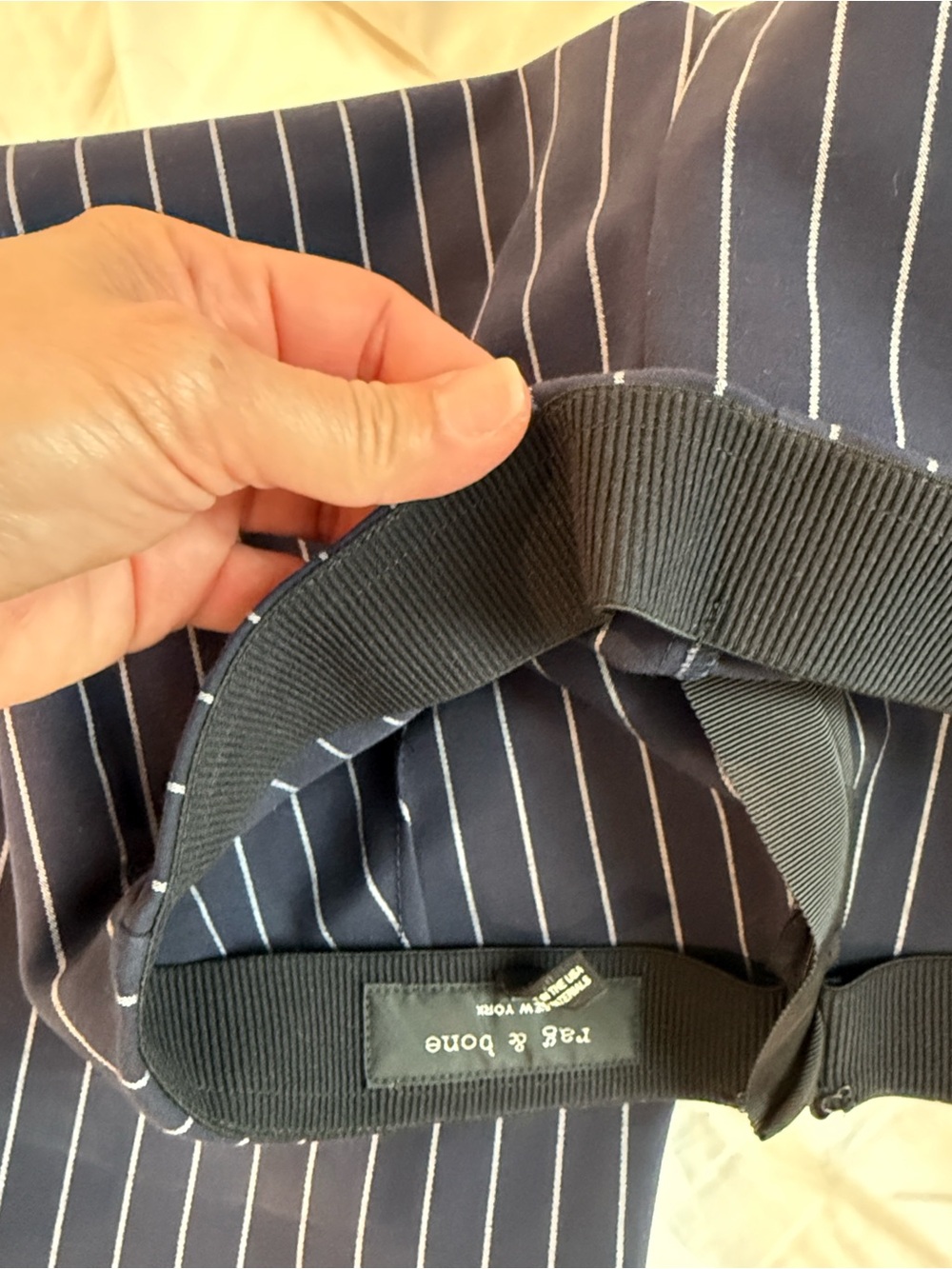 rag & bone Navy Pinstripe Tapered Dress Pants - Picture 11 of 13